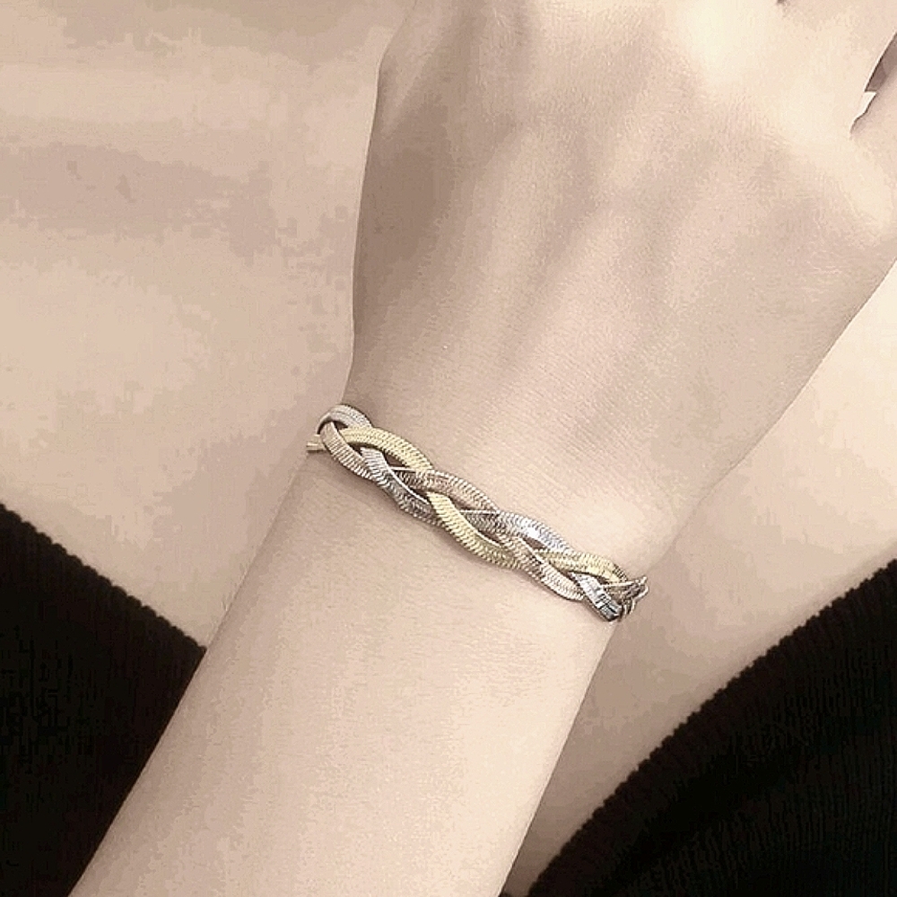 NEW Braided Herringbone Stainless Steel Bracelet